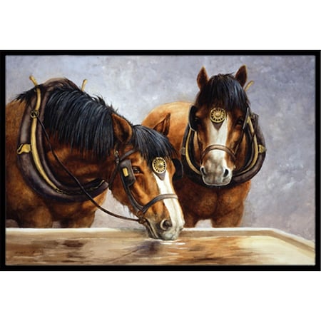 Carolines Treasures Horses Taking a Drink of Water Indoor or Outdoor Mat- 18 x 27 BDBA0119MAT